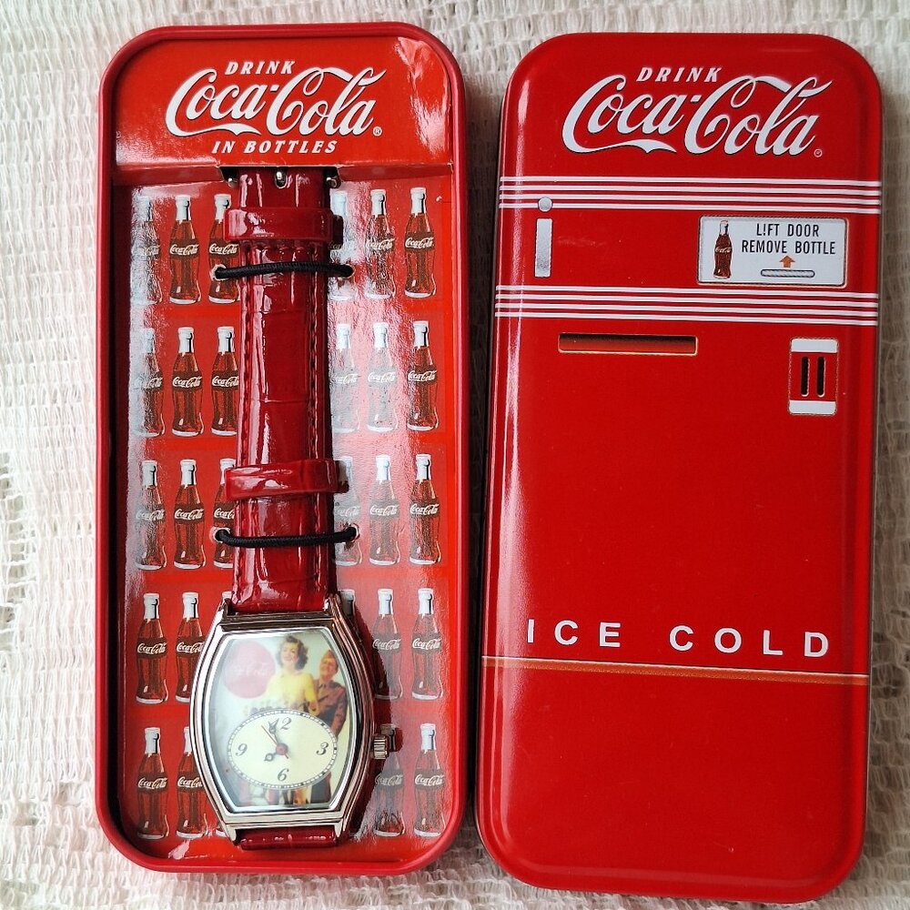 Vintage "Drink Coca Cola" Vending Machine & Coca Cola Collectable Watch.